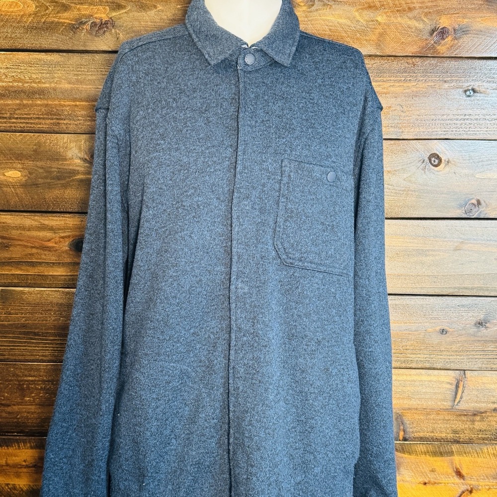 Orvis Mens XL Navy Knit Jacket Recycled Polyester 3 Pockets Full Snap Close - Picture 7 of 13